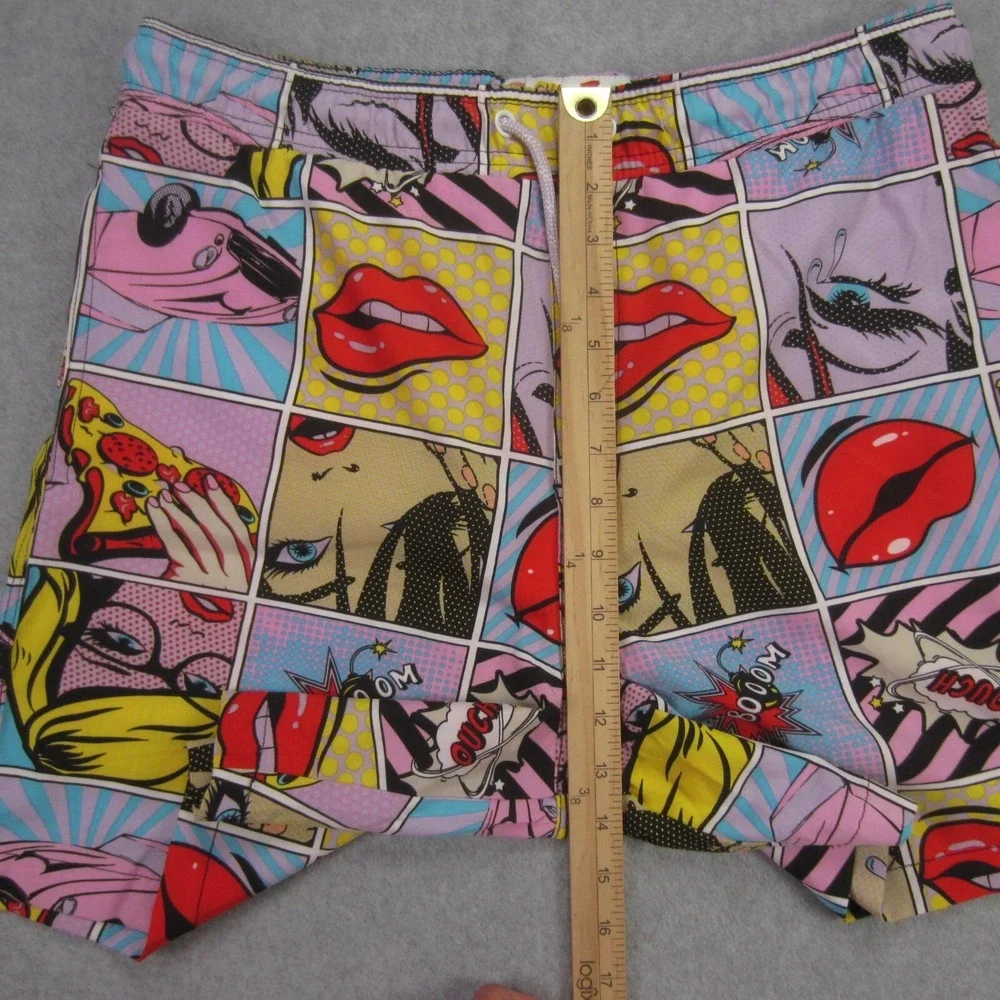 Drill Clothing Co Mens‎ Large Swim Shorts Oh Snap Comic Retro 80s